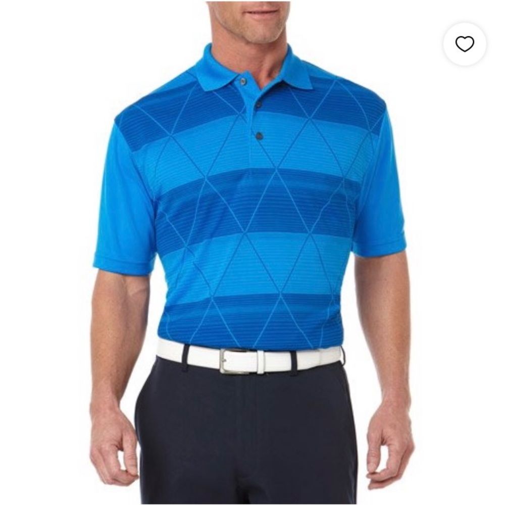 Ben Hogan Performance  Golf Polo  Shirt Blue Diamond Pattern